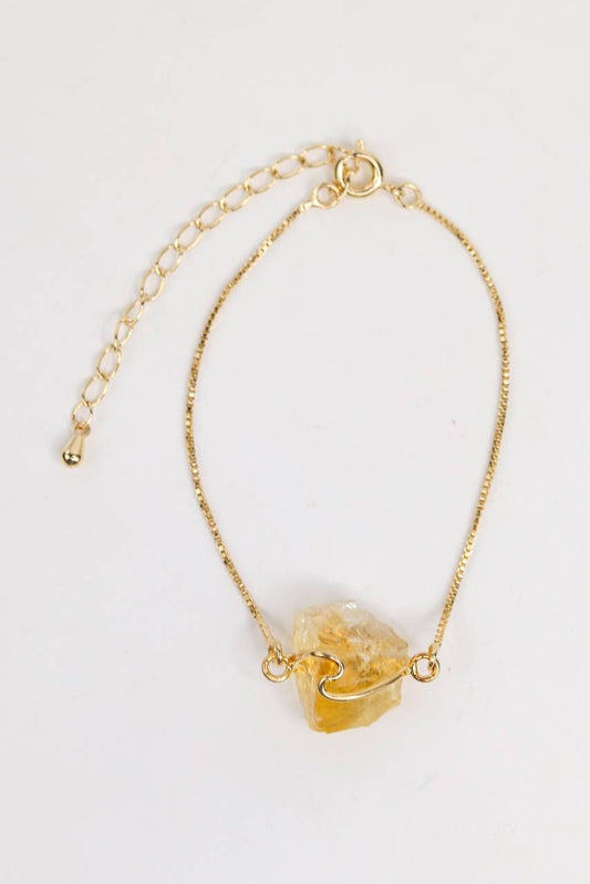 Pulseira Citrino Abraço Banho Ouro