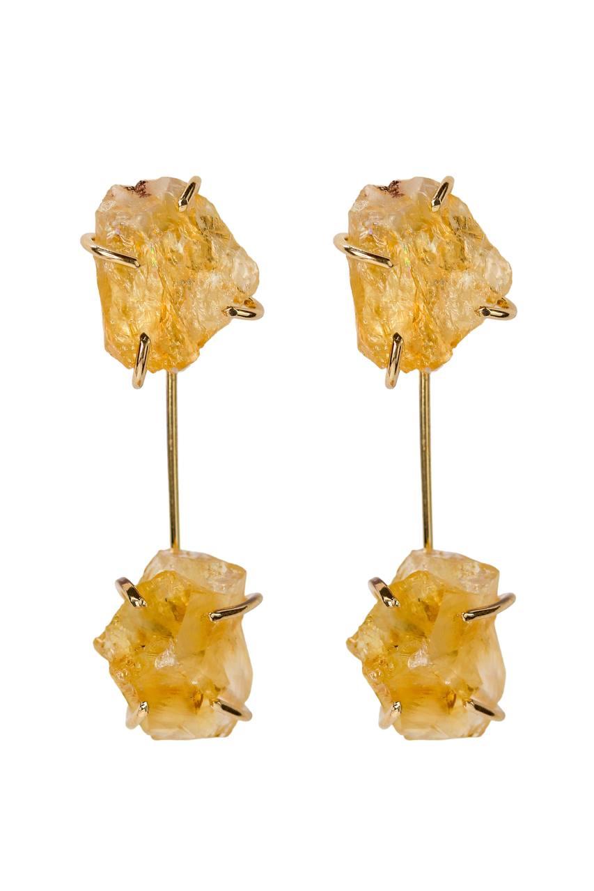 Brinco Citrino Constelar Banho Ouro