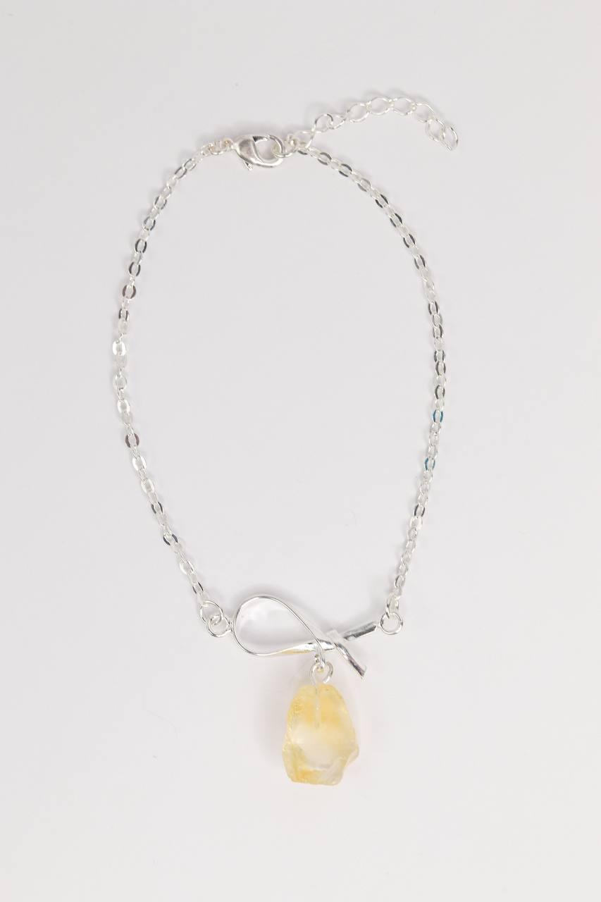 Pulseira Citrino Laços Banho Prata