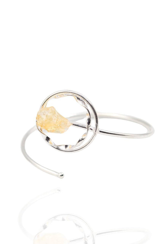 Bracelete Pedra Natural Citrino Banhado Prata