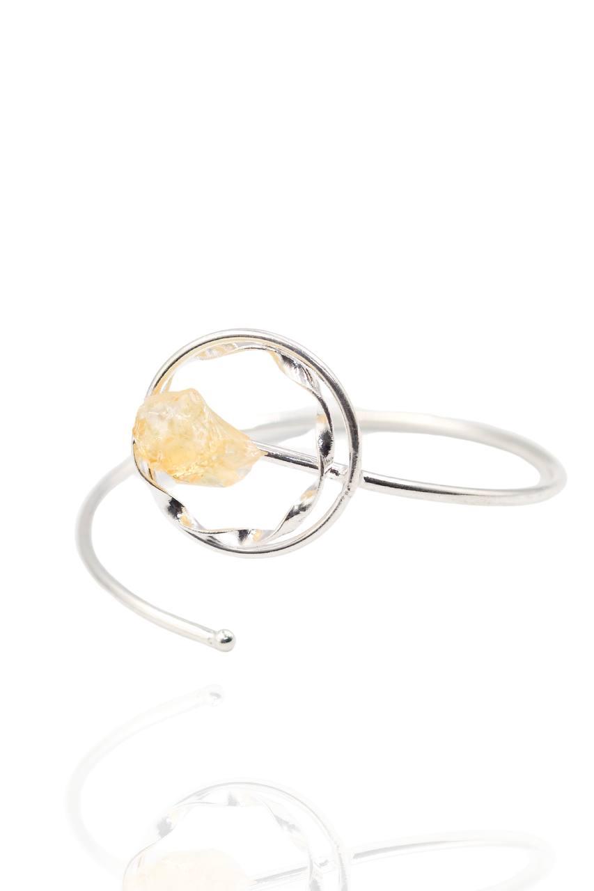 Bracelete Pedra Natural Citrino Banhado Prata