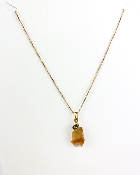 Colar Pedra Natural Citrino Conexão Singular banhada Ouro 18K