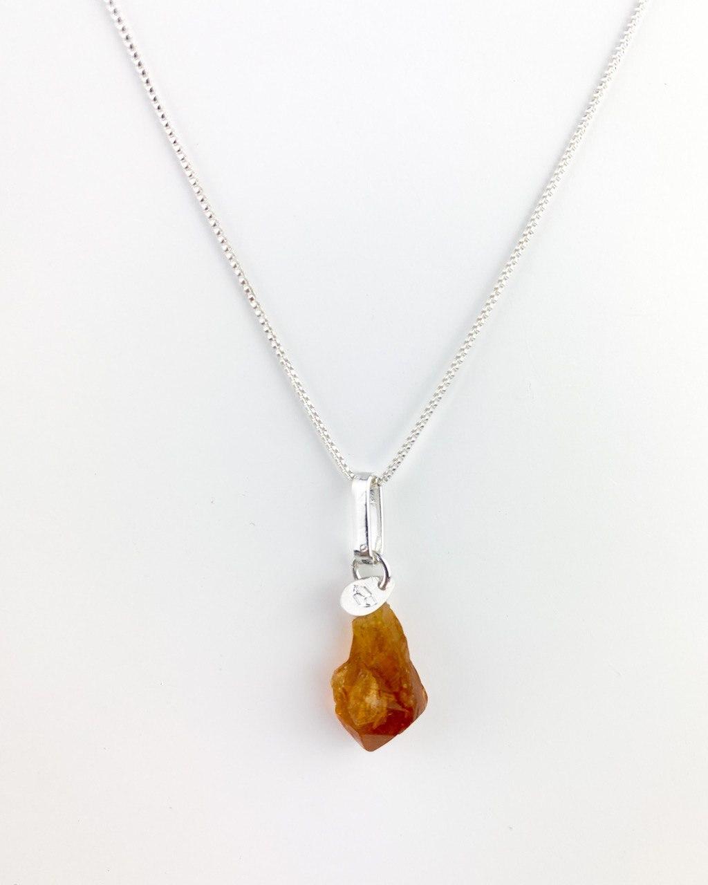 Colar Pedra Natural Citrino Conexão Singular banhada Prata