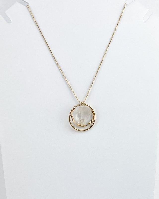 Colar Pedra Natural Cristal Conexão banhada Ouro 18k