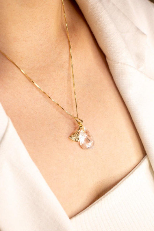 Colar Nossa Senhora com Cristal Banhado Ouro