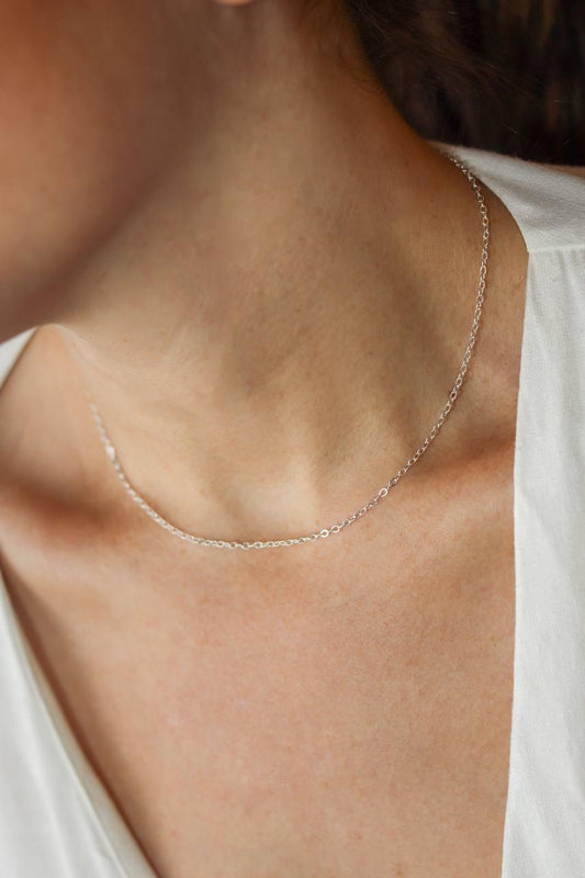 Colar com Corrente Diamantado Banho Prata