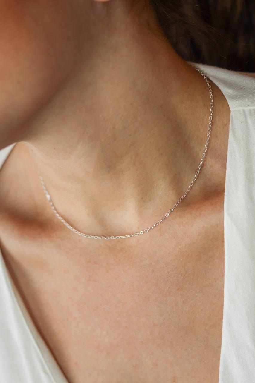 Colar com Corrente Diamantado Banho Prata