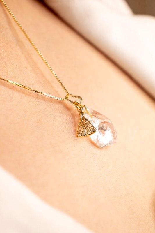 Colar Nossa Senhora com Cristal Banhado Ouro