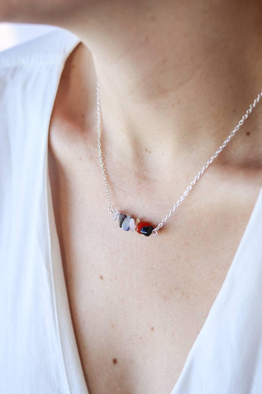 Colar Petit Chakras Banho Prata