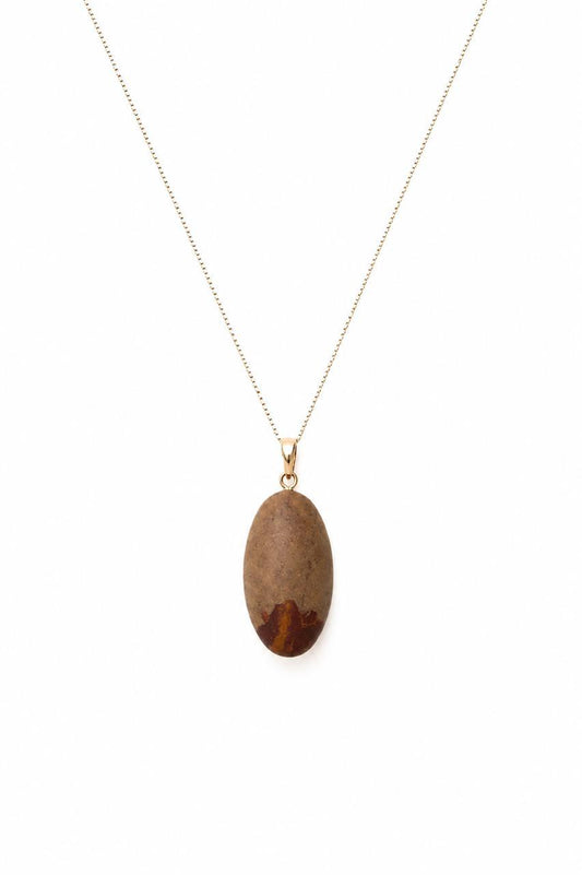 Colar Shiva Lingam Forma Ovalada com Pino Prata 925