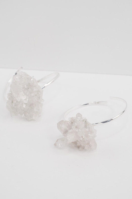 Bracelete Drusa Cristal com Garra banhado Prata