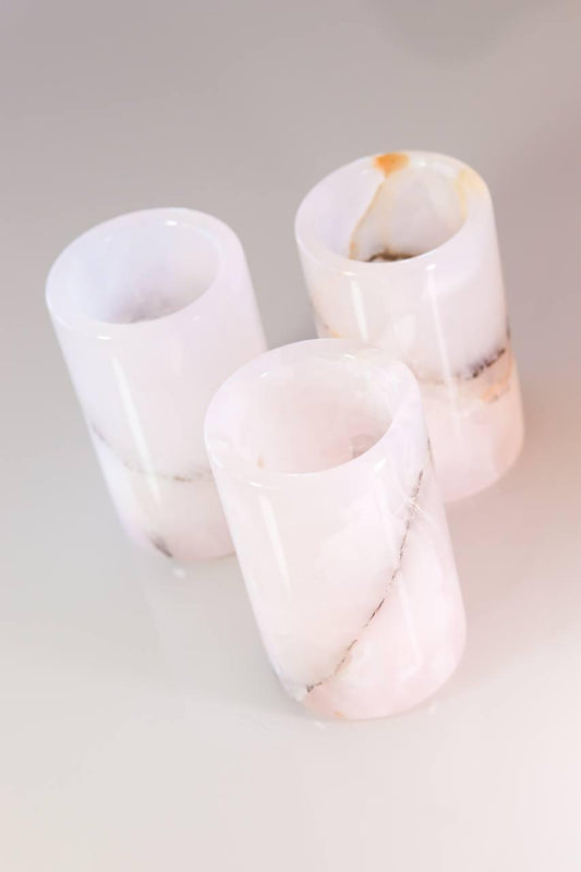 Porta Caneta Calcita Rosa 12 Centimetros