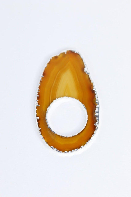 Porta Guardanapo Ágata Natural Banhado Prata