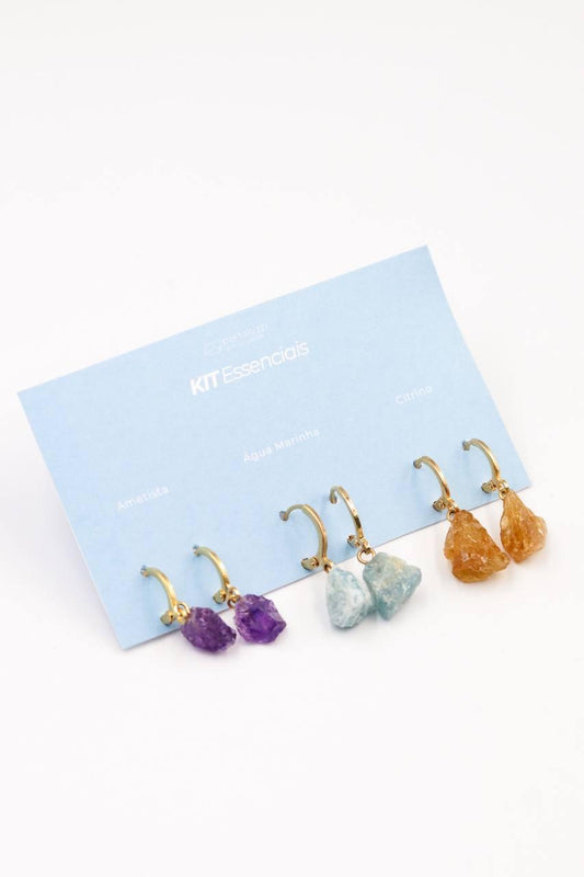 Kit Brincos Argola Essenciais Banho Ouro