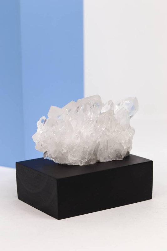 Drusa Cristal na Base de Madeira Preta 332 gramas