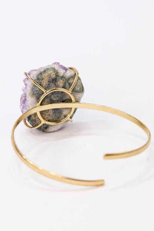Bracelete Drusa Ametista com Garra Banho Ouro