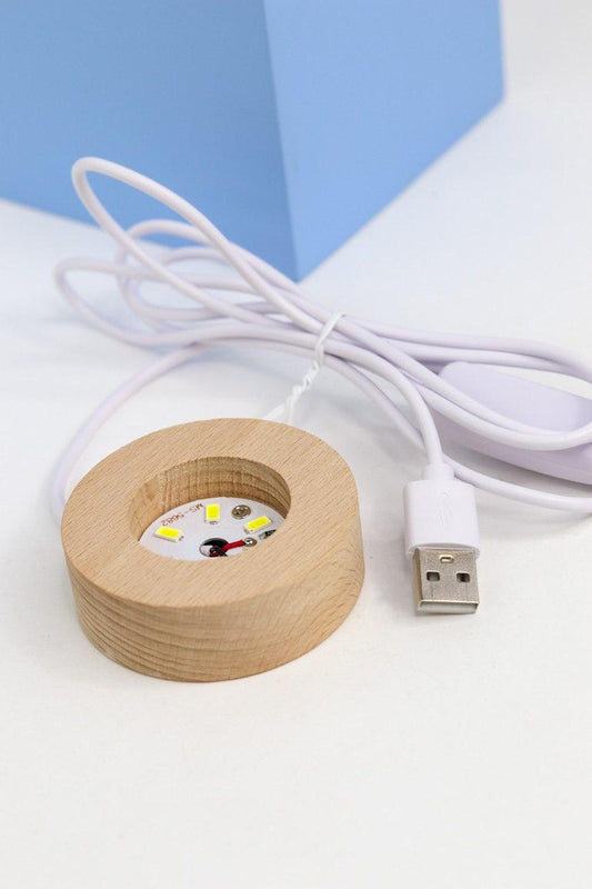 Base de Madeira c/ Led 6 centimetros