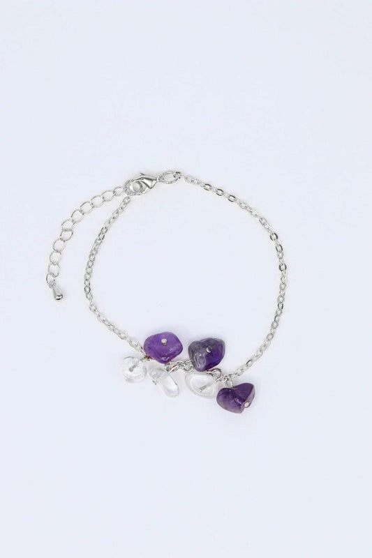 Pulseira Ametista e Cristal Sementes banhado Prata