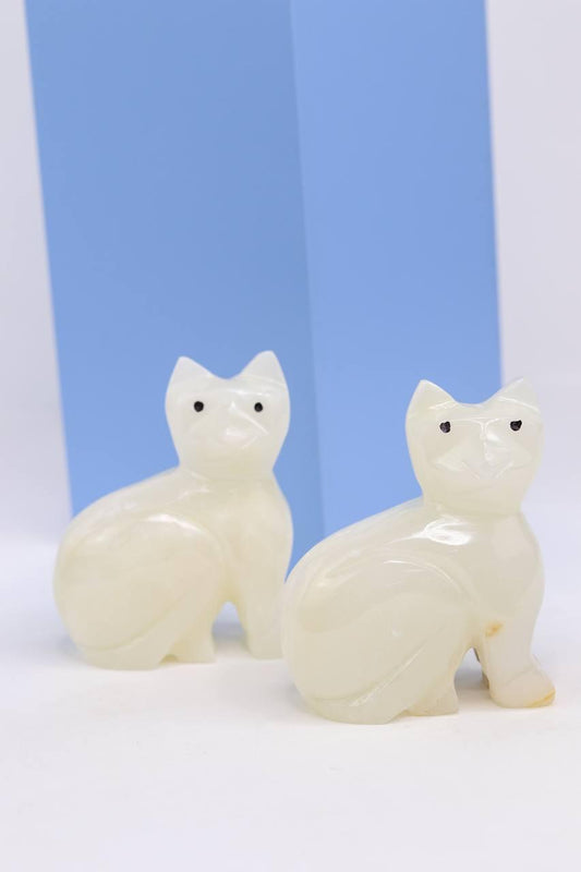 Gato de Pedra Ônix Branco
