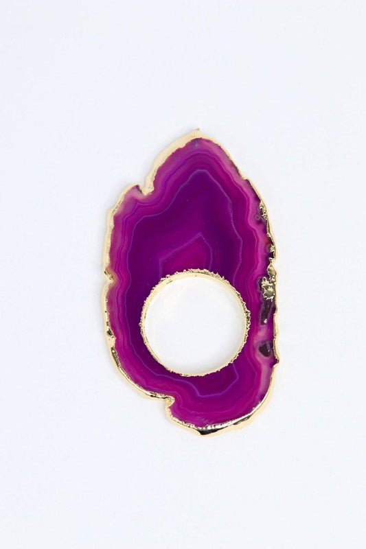 Porta Guardanapo Ágata Rosa Banhado Ouro