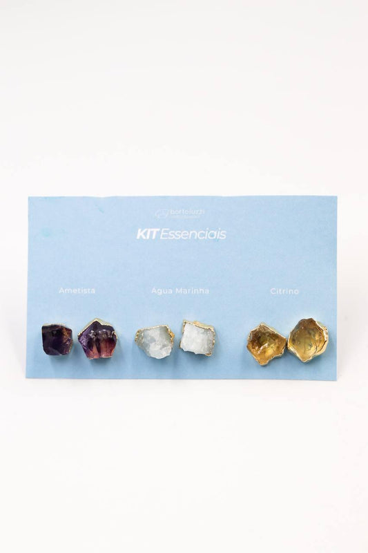 Kit Brincos Brutos Essenciais Banho Ouro