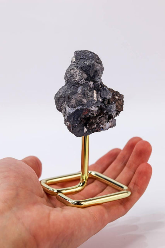 Pedra Galena na Base de Metal Prateada 373 gramas