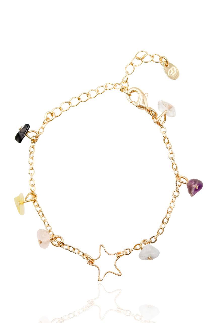 Pulseira Essencia Colors Estrela Banho Ouro