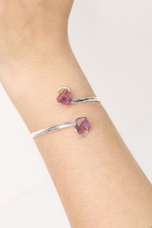 Bracelete Pedra Ametista Ellos Duo banhado Prata