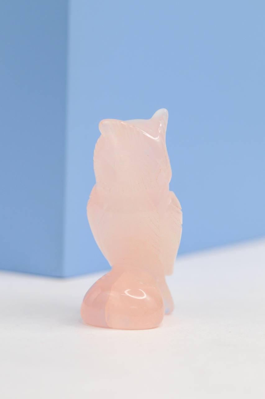 Coruja de Quartzo Rosa