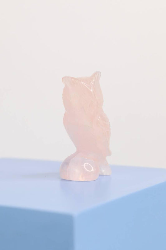Coruja de Quartzo Rosa
