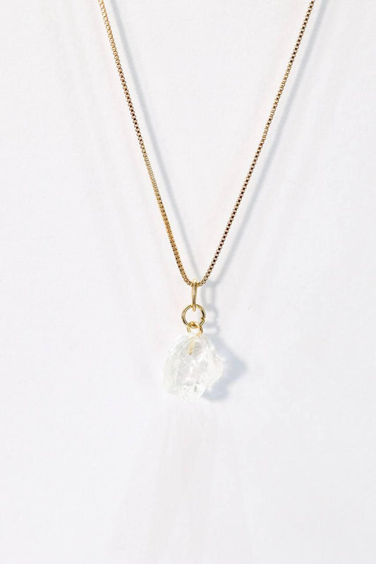 Colar Pedra Natural Cristal Conexão Singular banhada Ouro 18k