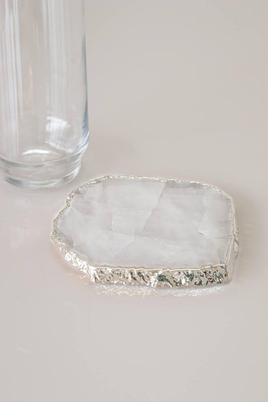 Porta Copo Cristal de Quartzo Pequeno Banho Prata Unitário