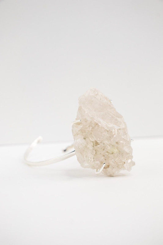 Bracelete Drusa Cristal com Garra banhado Prata