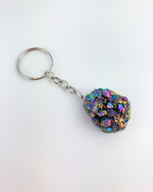 Chaveiro Drusa Titânio Rainbow Prateado