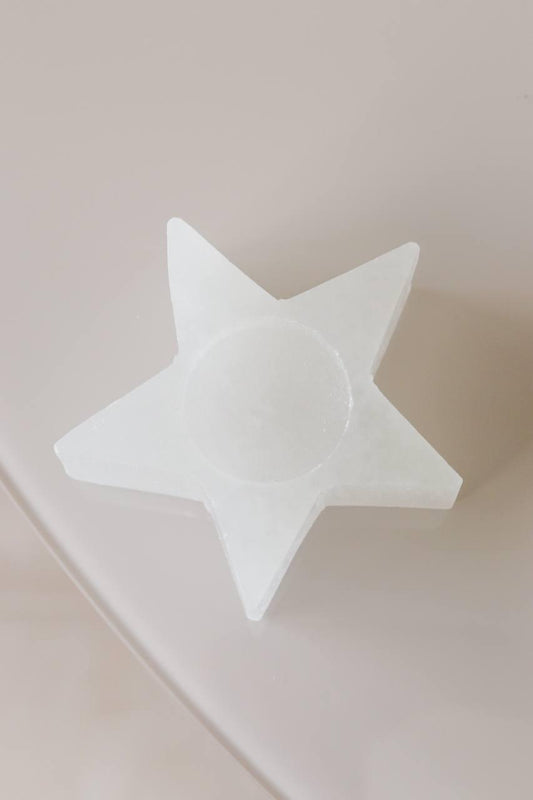Porta Vela Estrela Selenita Branca