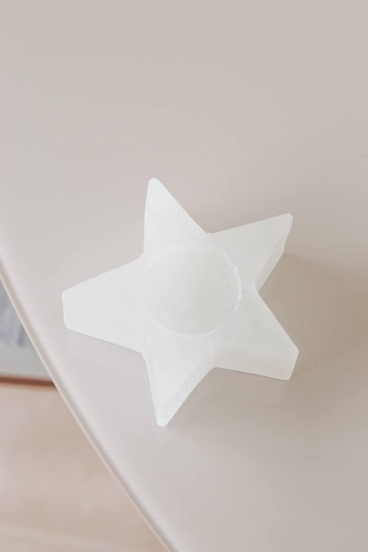 Porta Vela Estrela Selenita Branca