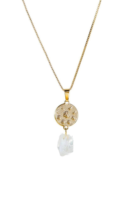 Colar Fases da Lua Cristal Banho Ouro