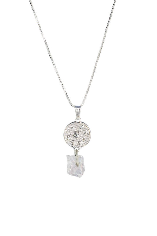 Colar Fases da Lua Cristal Banho Prata