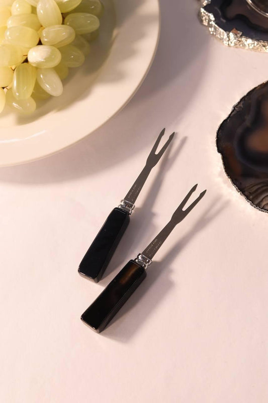 Jogo Garfo Para Aperitivo Ágata Preta (2 Peças)