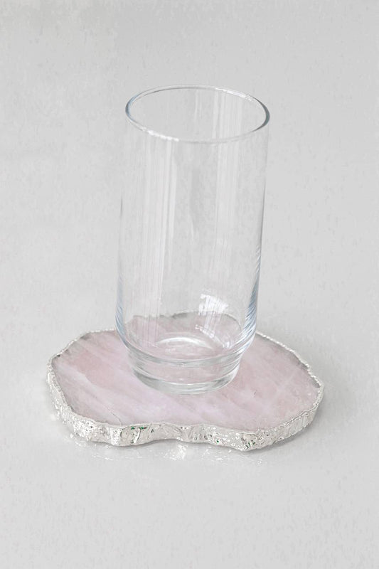 Porta Garrafa Quartzo Rosa Maxi Banho Prata Unitário