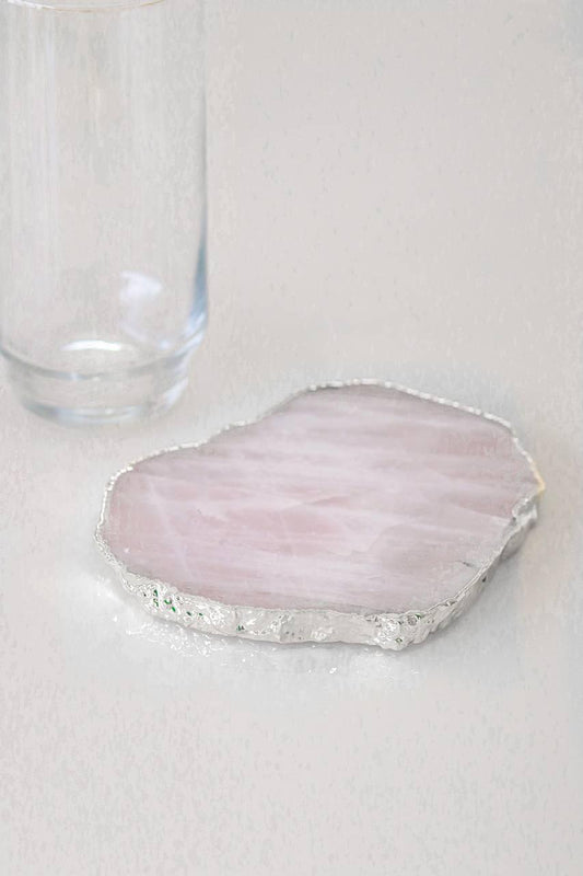 Porta Garrafa Quartzo Rosa Maxi Banho Prata Unitário