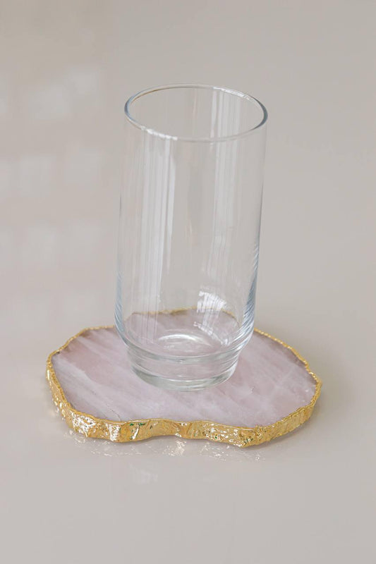 Porta Garrafa Quartzo Rosa Maxi Banho Ouro Unitário