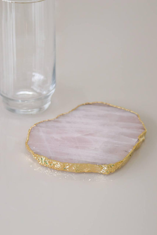 Porta Garrafa Quartzo Rosa Maxi Banho Ouro Unitário