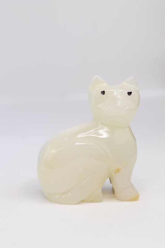 Gato de Pedra Ônix Branco