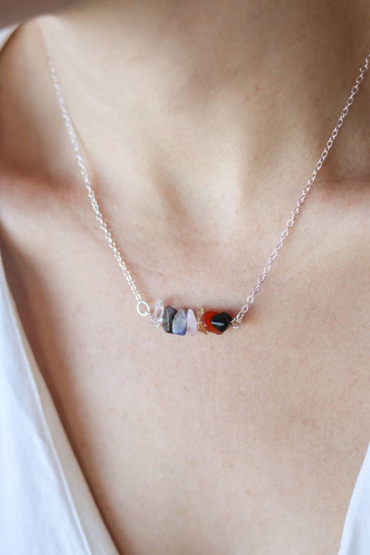 Colar Petit Chakras Banho Prata