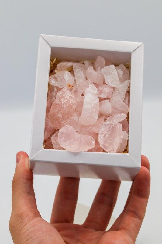Quartzo Rosa Bruto Chips Box