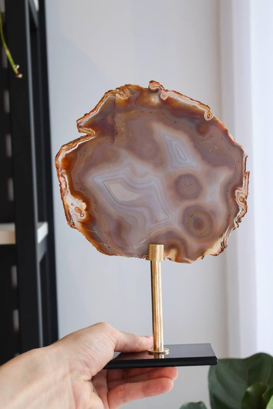 Chapa Ágata Natural na Base de Vidro 435 a 520 gramas
