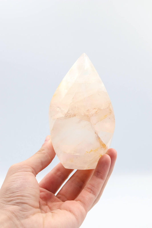 Pedra Cristal Quartzo Polido Forma Chama 510 gramas