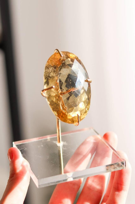 Pedra Citrino Natural Lapidado na Base Banho Ouro 167 Gramas