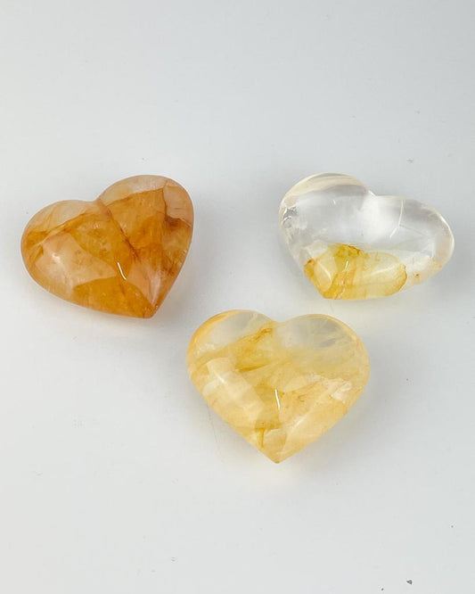Coração Quartzo Agente Cura Ouro 4,2 a 5,2 cm aprox.